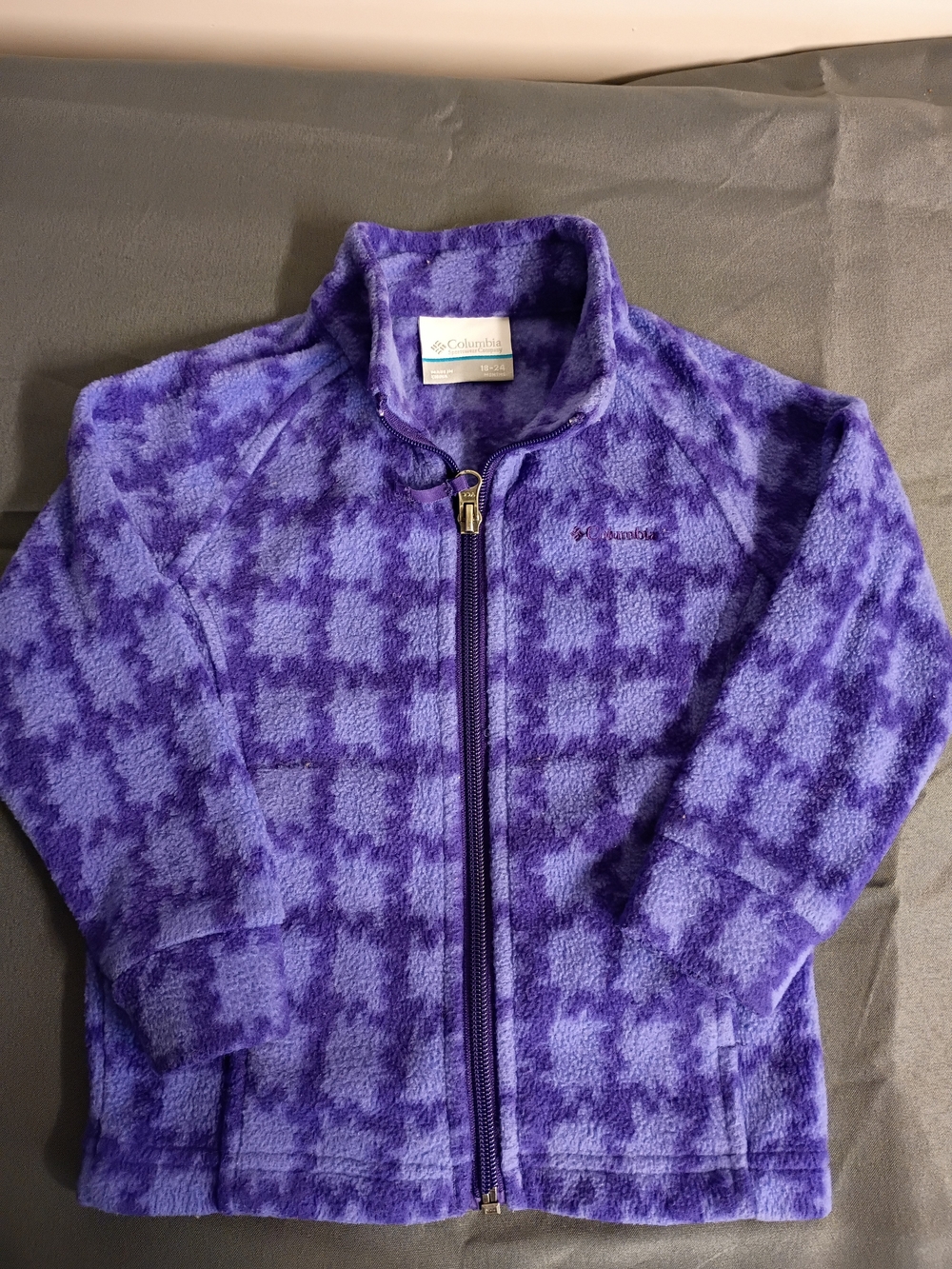 Columbia Kids Purple Houndstooth Full-Zip Fleece Jacket